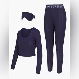 NWOT Savage X Fenty SNOW DAZE SLEEP LEGGING 3-PIECE SET